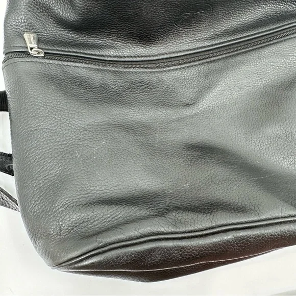 Longchamp Black Leather Le Foulonné Backpack Bag - Picture 9 of 11